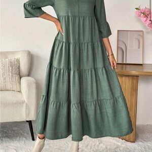 SHEIN Forest Green Long Sleeve Dress